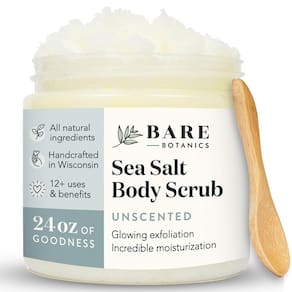 Esfoliante corporal Bare Botanics sem perfume 720 mL com colher de pau