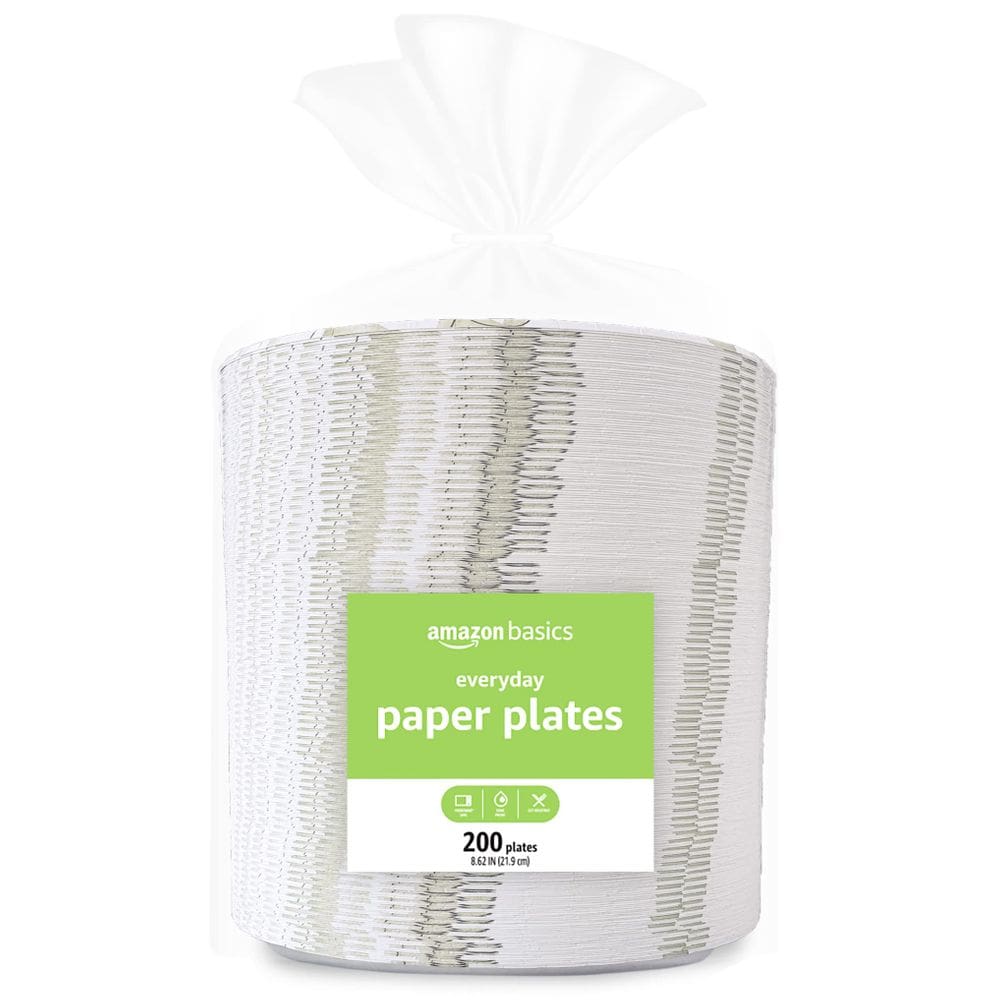 Pratos de papel Amazon Basics Everyday 22 cm 200 unidades