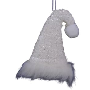 Enfeite de Natal Le Gorro com Glitter Branco 12cm