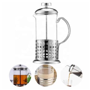 Cafeteira Francesa Em Inox Decorada Prensa Chaleira Em Vidro Cremeira Bule French Press Luxo 350Ml