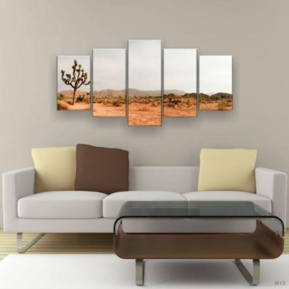Quadro Decorativo Mosaico 5 Peças Deserto E Montanha
