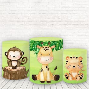 Trio De Capas Cilindros 3D Sublimado Safari Baby Fcc-258