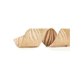 Fita Decorativa Aramada 6,3Cm X 9,14M Ondas Ouro Cromus