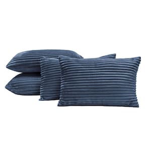 4 Capas De Almofada Bariloche 60X30 Decorativa Flannel Azul