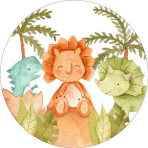 Painel Redondo 3D Sublimado Dino Baby Frd-3470