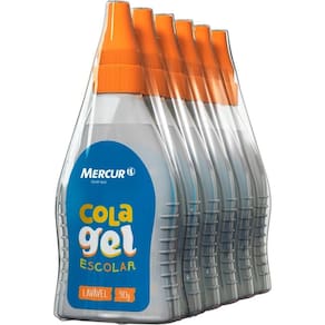 Cola Escolar Gel Transparente 90g 06 unid - Mercur