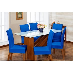 Kit Com 6 Capas P Cadeira De Jantar Malha Gel - Azul Royal