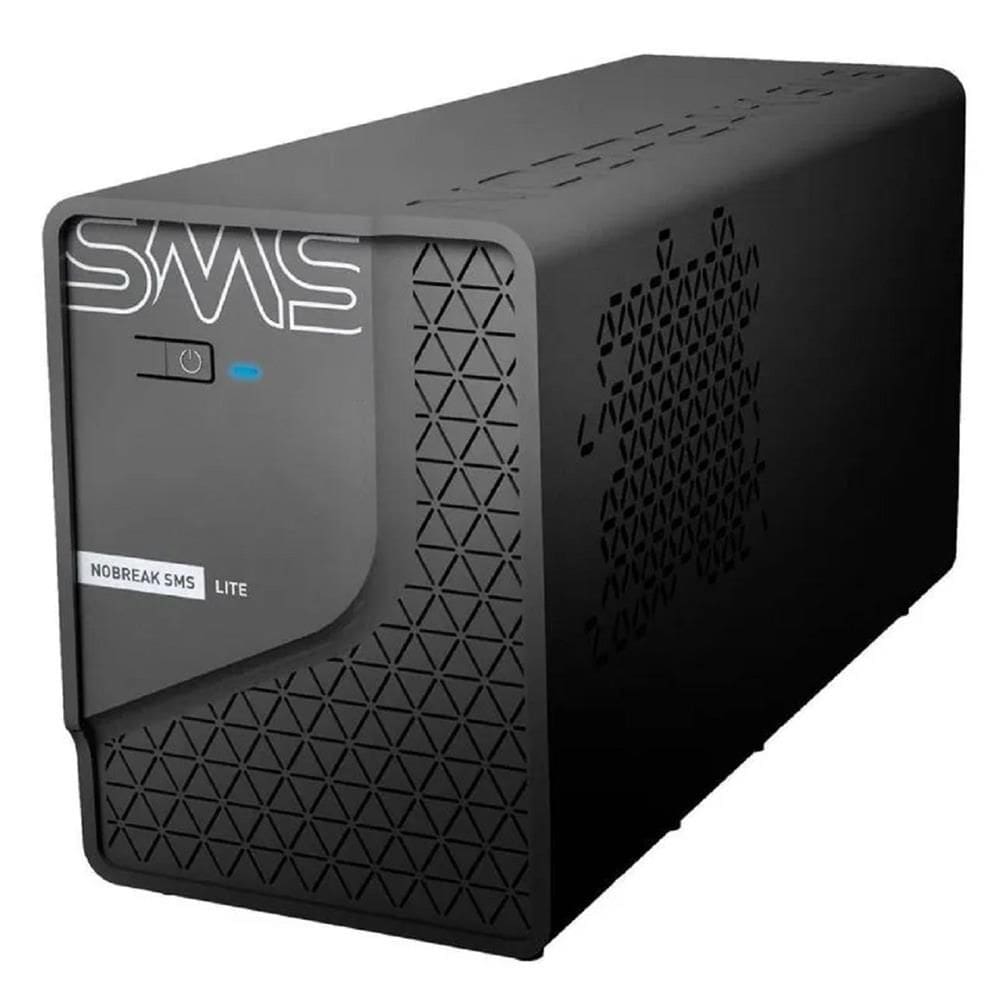 Nobreak SMS Lite, 600VA, Entrada 220V, Saída 220V, Senoidal, 4 Tomadas, Preto