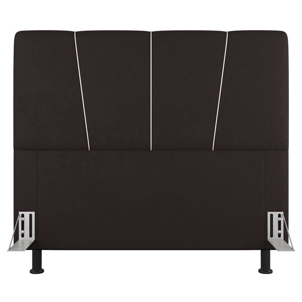 Cabeceira Cama Box Casal King Size Amber 195cm Estofada Suede Marrom - Abmaza