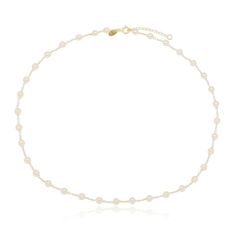 Choker Pérola Coração Banhada A Ouro 18K