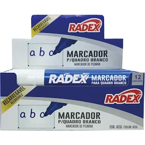 Pincel Quadro Branco Recarregável Azul 12 unid - Radex