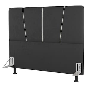 Cabeceira Cama Box Solteiro Amber 90cm Estofada Suede Cinza Escuro - Abmaza