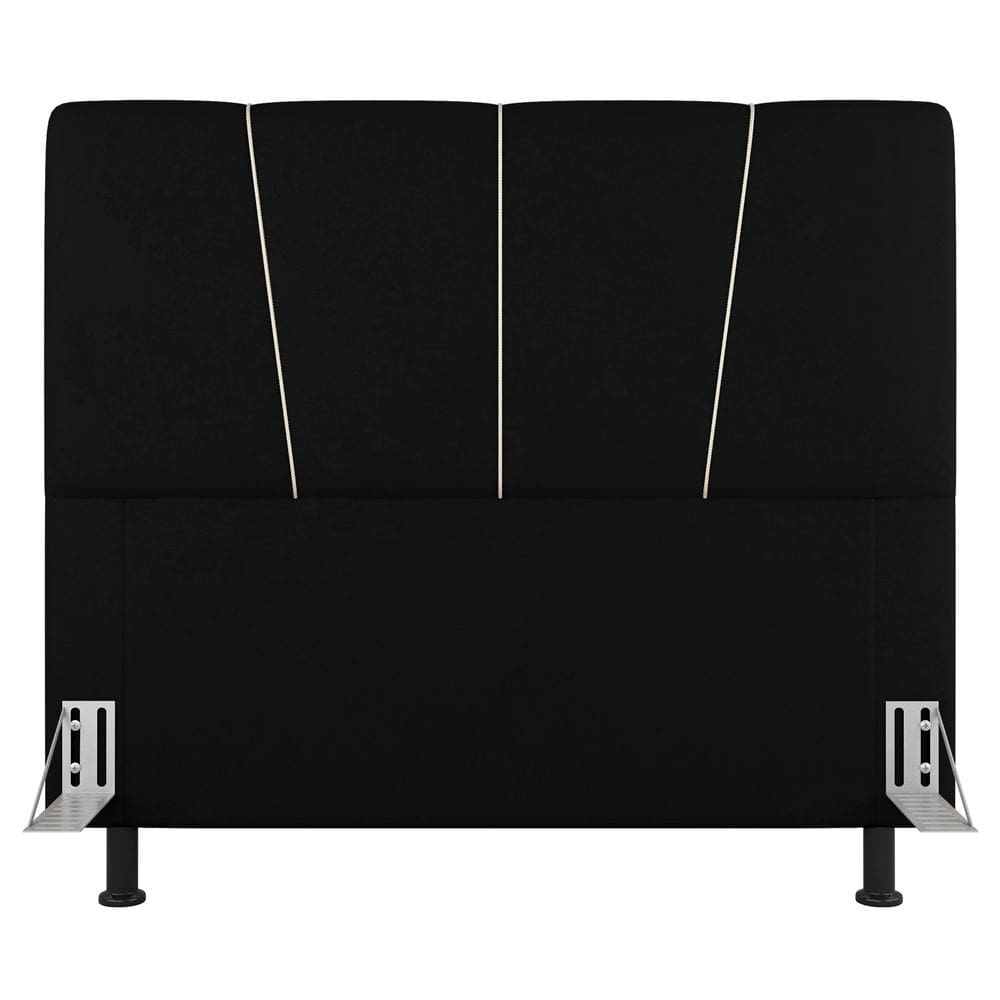 Cabeceira Cama Box Casal Queen Size Amber 160cm Estofada Sintético Preto - Abmaza