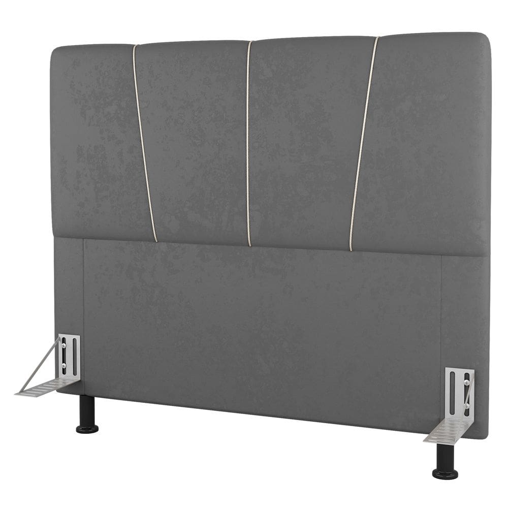 Cabeceira Cama Box Solteiro Amber 90cm Estofada Sintético Cinza - Abmaza