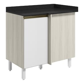 Balcao Com Tampo Canto Reto MDF Kali 12227 Bianco Toq Branco Uv Nicioli