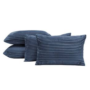4 Capas De Almofada Bariloche 60X30 Decorativa Flannel Azul
