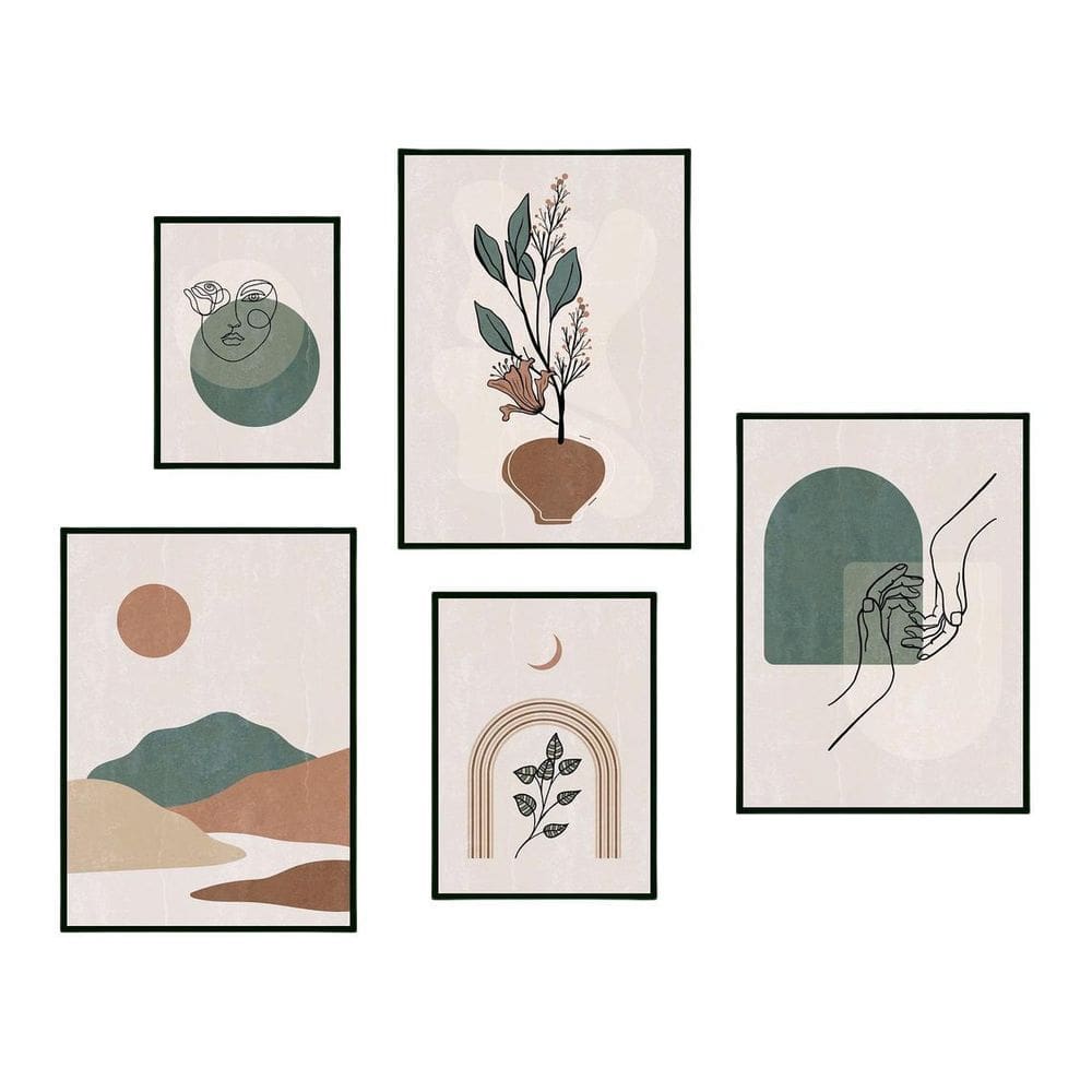 Kit Quadros Decorativos Com Moldura Linhas Minimalistas