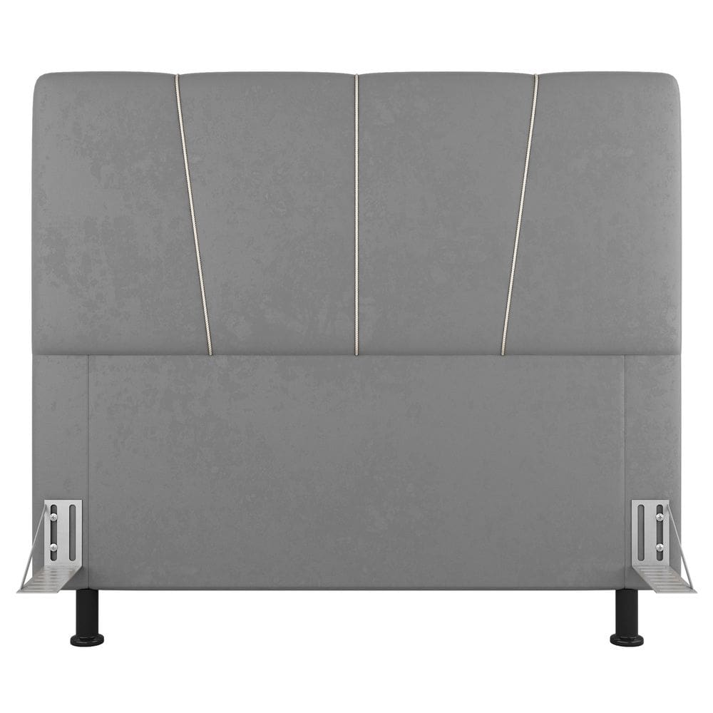 Cabeceira Cama Box Casal King Size Amber 195cm Estofada Veludo Prata - Abmaza