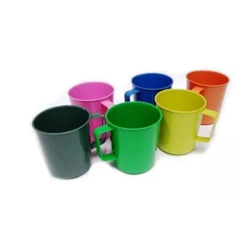 Kit 12 Caneca Reforçada De Plástico Com Alça Livre Bpa 300Ml