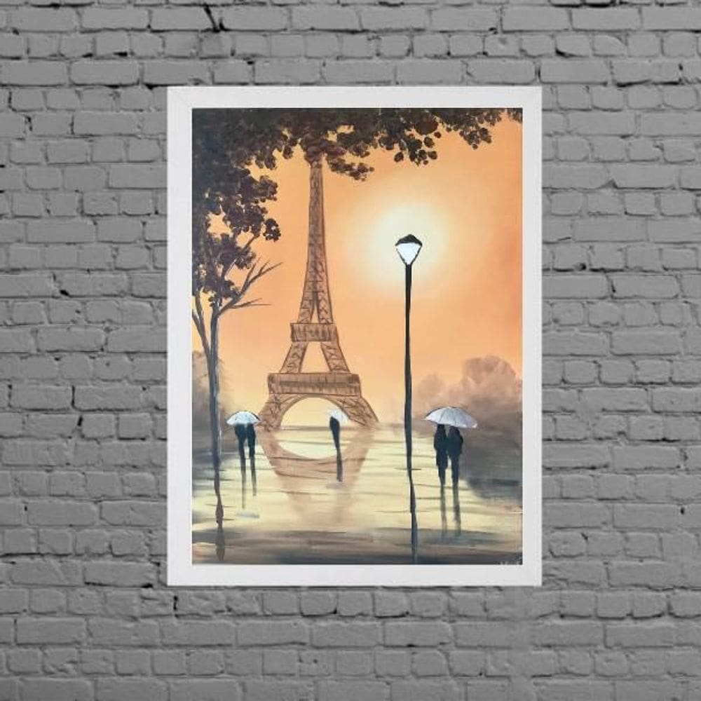 Quadro Estilo Pintura Paris 33X24Cm Moldura Branca