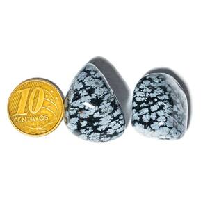 02 Obsidiana Flocos de Neve Rolado Pedra G 30 a 45mm Tipo A