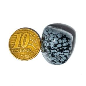 01 Obsidiana Flocos de Neve Rolado Pedra G 30 a 45mm Tipo A