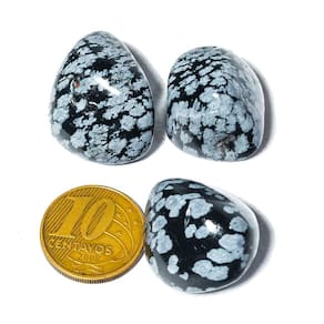03 Obsidiana Flocos de Neve Rolado Pedra G 30 a 45mm Tipo A