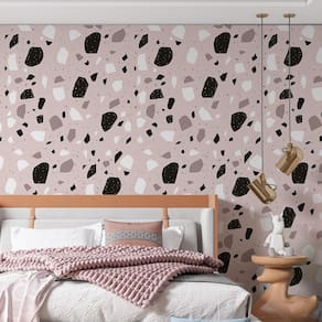 Kit 2 Rolos Papel De Parede Adesivo Granilite Rosa 3,0M