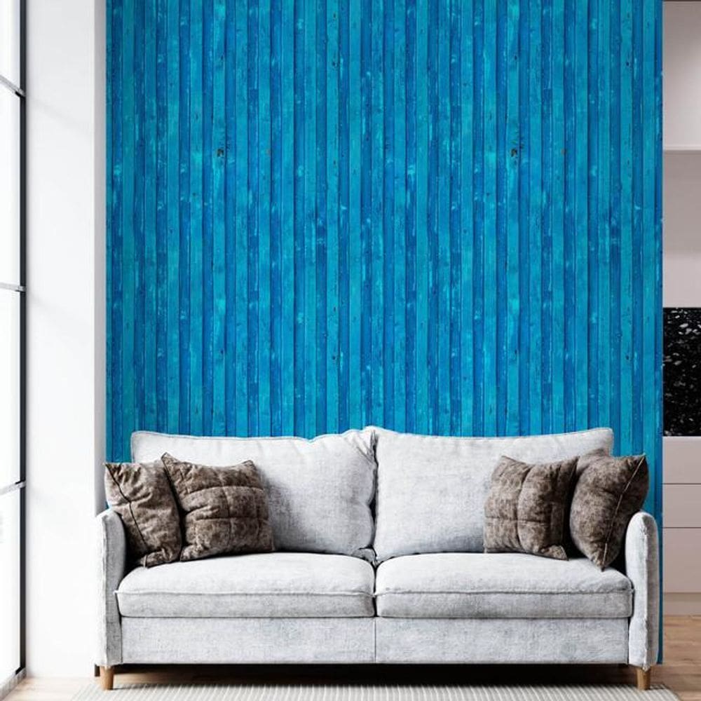 Kit 9 Rolos Papel De Parede Adesivo Contêiner Azul 3,0M