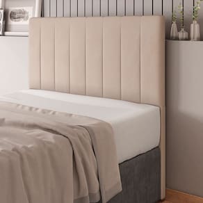 Cabeceira Cama Box Casal Ivana 140cm Veludo Bege - Abmaza