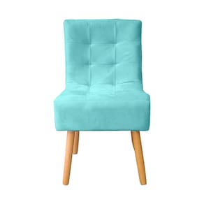 Cadeira de Jantar Reforçada Decorativa Liz Suede Azul Tifany