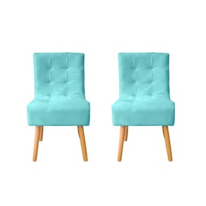 Kit 2 Cadeiras Jantar Reforçada Decorativa Liz Suede Azul Tifany