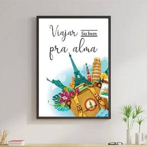 Quadro Viajar Faz Bem Pra Alma 45X34Cm Madeira Branca