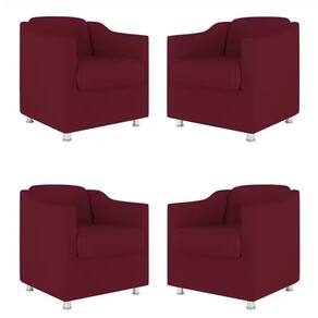Kit 4 Poltronas Decorativa Reforçada Recepção Clinica Salão Suede Marsala