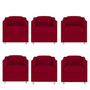 Kit 6 Poltronas Decorativa Reforçada Recepção Clinica Salão Suede Vermelho