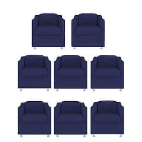 Kit 8 Poltronas Decorativa Reforçada Recepção Clinica Salão Suede Azul Marinho