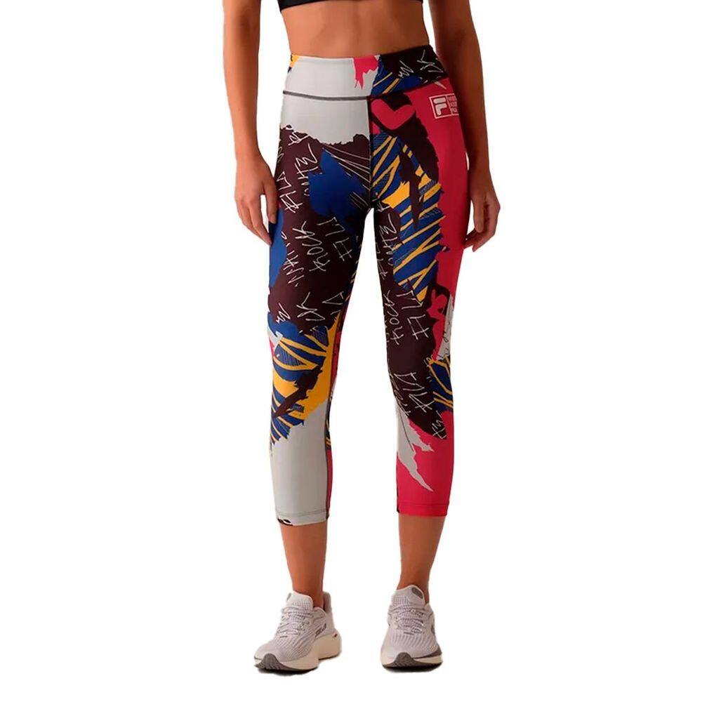 Calça Capri Fila Allover Print Vermelho Cereja  Cinza Claro Preto