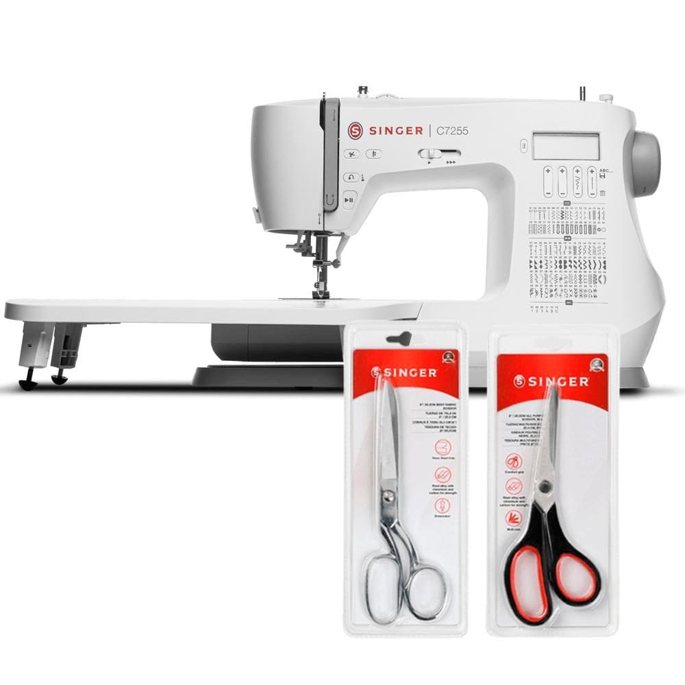 Kit Máquina de Costura C7255 + Tesoura 8” Tecido e Tesoura Multiuso Preta Bivolt