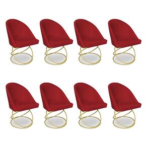 Kit 08 Cadeiras Poltrona de Jantar Bela Suede Base Metálica Luxo Dourado - Pallazio