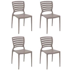 Kit 4 Cadeiras Sofia Camurça Tramontina Encosto Vazado Horizontal 92237/310