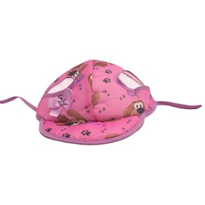 Boné para Cachorro com viseira rosa com lacinho lilás tam G