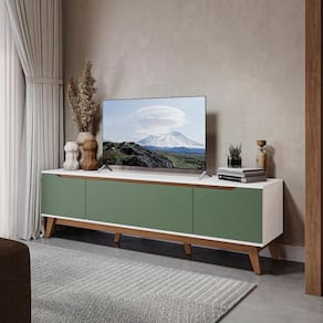 Rack Kappesberg 3 Portas Branco/Verde Oliva 180cm