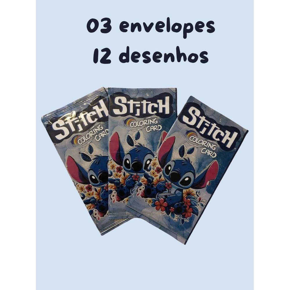 03 Cards para colorir Stitch Stich 12 desenhos colecionaveis papelaria desenho famosos para pintar