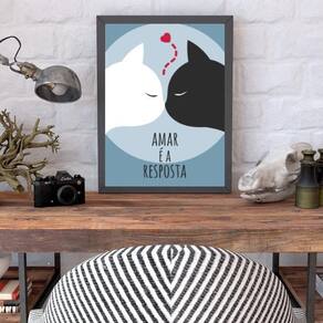 Quadro Decorativo Amar É A Resposta Moldura Preta 24X18Cm