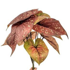 Planta Artificial Caladium Vermelha 26Cm Jardim Permanente