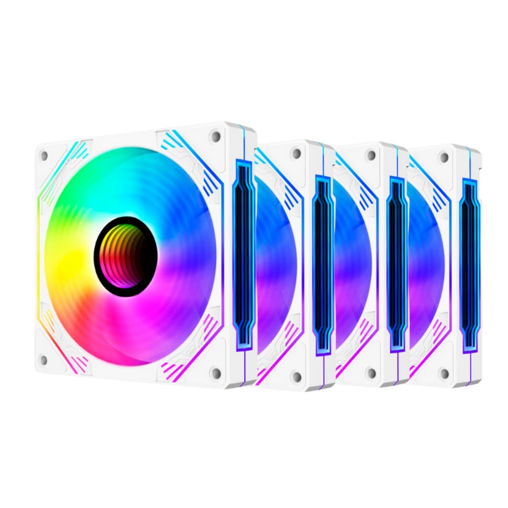 Kit 4 Fan Hayom RGB 120mm Sem Controladora Branco – FC1309