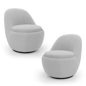 Kit 02 Poltronas Orgânicas Living Memphis Base Giratória Bouclê Cinza Claro - Abmaza