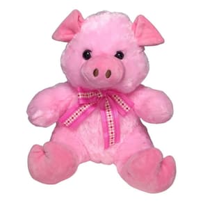 Porco De Pelúcia Macia Rosa Com Laço - 25 Cm 2 Cores