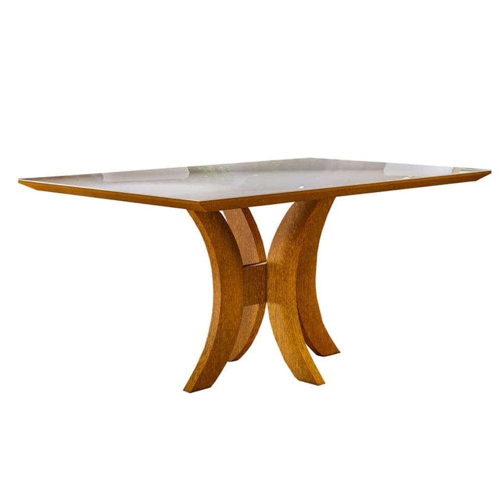 Mesa de Jantar Moderna com Vidro 1,40x0,90m - Rubi - Harmonia Salas