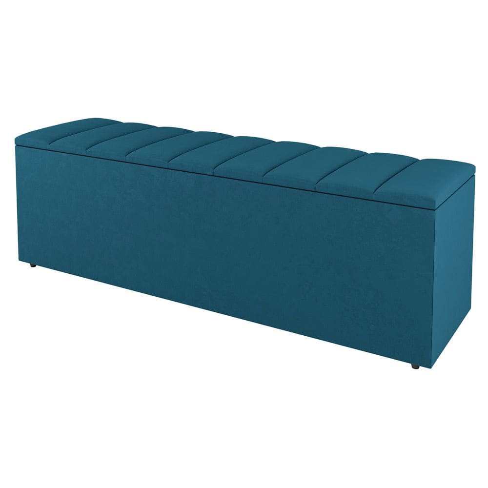 Calçadeira Baú Solteiro Cora 90cm Suede Turquesa - Abmaza